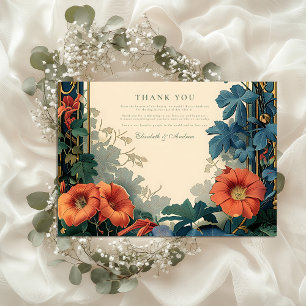 Cartão De Agradecimento Arte Nouveau Casamento Botânico - Quadro Elegante