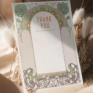Cartão de Agradecimento Arte Nova Casamento Vintag