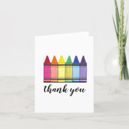 Cartão De Agradecimento Arte Rainbow Crayons Professor Obrigado