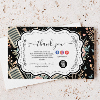 Cartão De Agradecimento Artista de Cílios Floral Aquarela