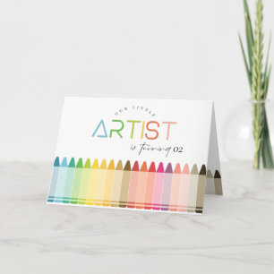 Cartão De Agradecimento Artista Pequeno Fofinho Crayon Arco-Íris Aniversár