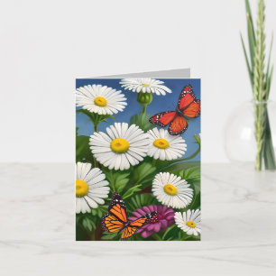 Cartão De Agradecimento Artsy Divertimento Daisies E Borboletas