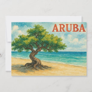 Cartão De Agradecimento Aruba Divi Tree Eagle Beach aquarela