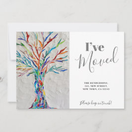 Cartão De Agradecimento Árvore arco-íris Eu movi a placa de lançamento móv