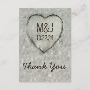 Cartão De Agradecimento Árvore de Bétula com Coração Esculpido Obrigado no