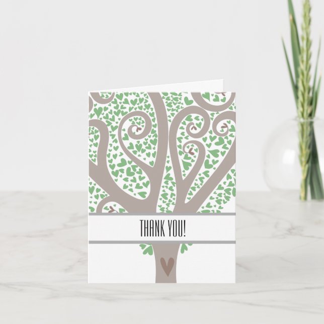 Cartão De Agradecimento Árvore de Corações Obrigado (Frente)