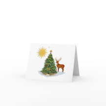 Árvore de Natal com Presentes de Rena e Estrela Do