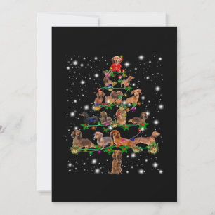 Cartão De Agradecimento Árvore de Natal de Dachshund Coberta por Lanterna