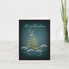 Cartão De Agradecimento Árvore de Natal e presentes, tradicionais modernos