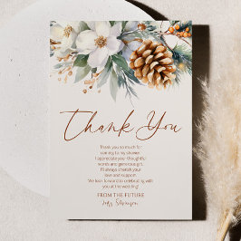 Cartão De Agradecimento Árvore de Natal Floral de Inverno Chuveiro de Noiv