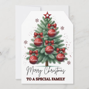 Cartão De Agradecimento Árvore de Natal Personalizada Nomes de Família Pe