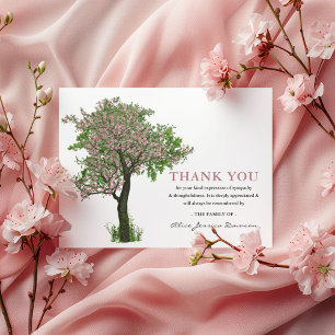Cartão De Agradecimento Árvore do Flor Rosa  Funeral Obrigado