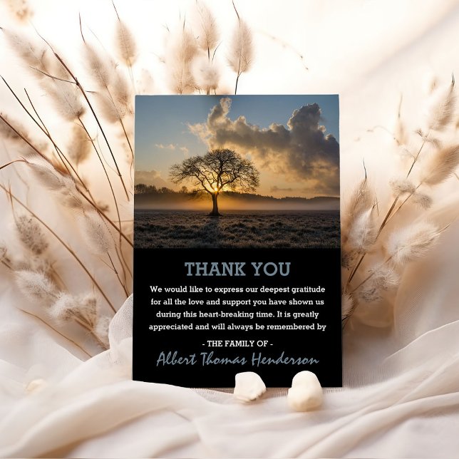Cartão De Agradecimento Árvore Solitária Obrigado | Foto Funeral (Criador carregado)