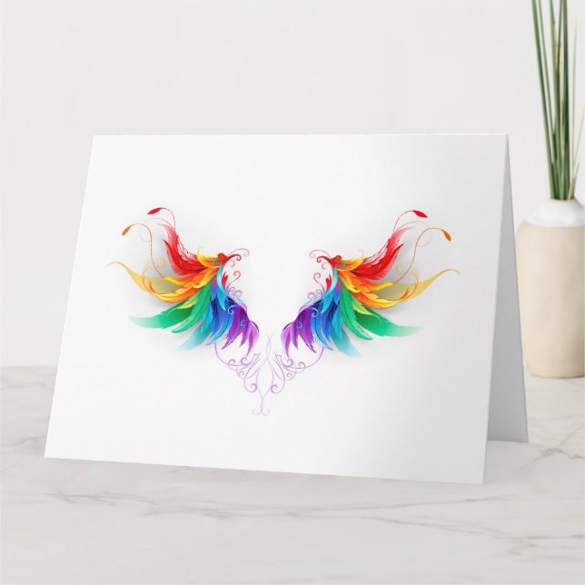 Cartão De Agradecimento Asas Fluffy Rainbow (Frente)