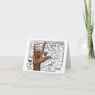 Cartão De Agradecimento ASL e várias línguas dizendo que te amo