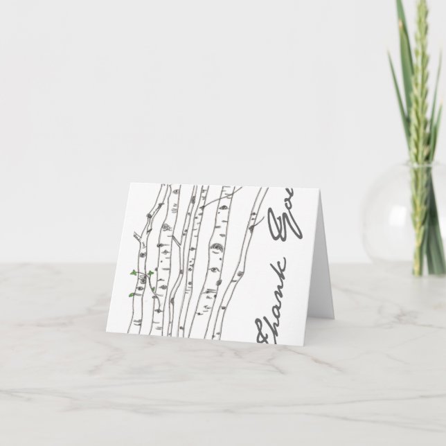 Cartão De Agradecimento Aspen Birch Grey Thank You Card (Frente)