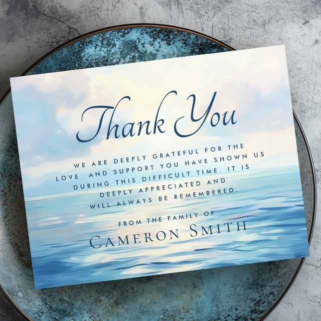 Cartão De Agradecimento Assalto do sol no mar simpatia pelo funeral (Sunrise at sea funeral sympathy thank you card)