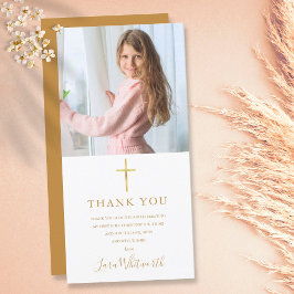 Cartão De Agradecimento Assinatura Dourada Foto Primeiro Comunhão