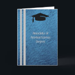 Cartão De Agradecimento Associate of Applied Science Degree Card Blue<br><div class="desc">Associate in Applied Science Degree,  the card is a blue leather look with a black graduation cap.  Thanks to the Hungryjpeg and Creative Fabrica for some of the elements in the design.  The words on the inside can be changed.</div>