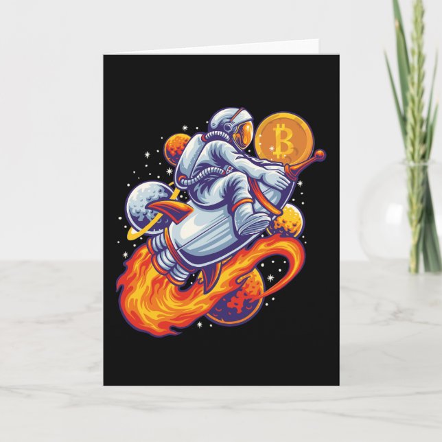 Cartão De Agradecimento Astronauta Bitmoeda à Lua - Código Crypto Qr do BT (Frente)