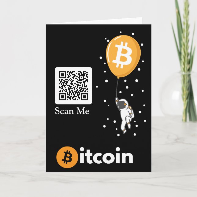 Cartão De Agradecimento Astronauta Bitmoeda à Lua - Código Qr Btc Crypto (Frente)