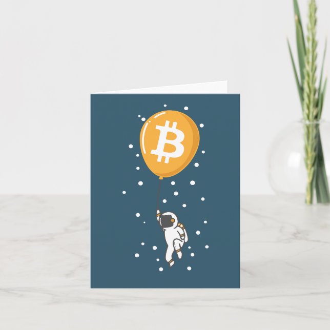 Cartão De Agradecimento Astronauta Bitmoedas à Lua - Cripto Btc (Frente)