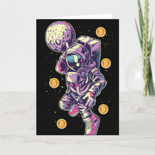 Cartão De Agradecimento Astronauta Bitmoney - Código QR Bit Me Aceitamos B