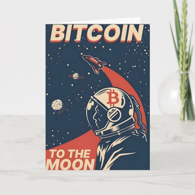 Cartão De Agradecimento Astronauta Criptografia BITCOIN para a Lua (Frente)