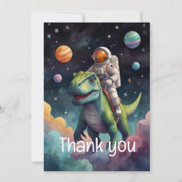 Cartão De Agradecimento Astronauta no Dino no Espaço