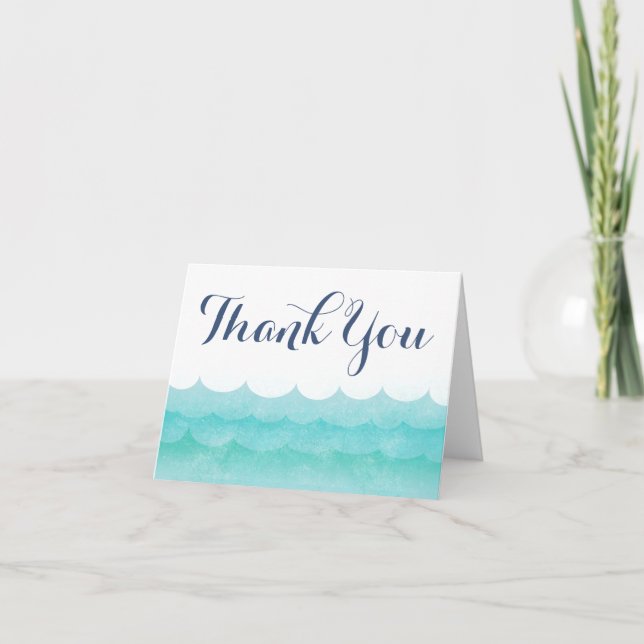 Cartão De Agradecimento At Sea Nautical Wedding Thank You Cards (Frente)