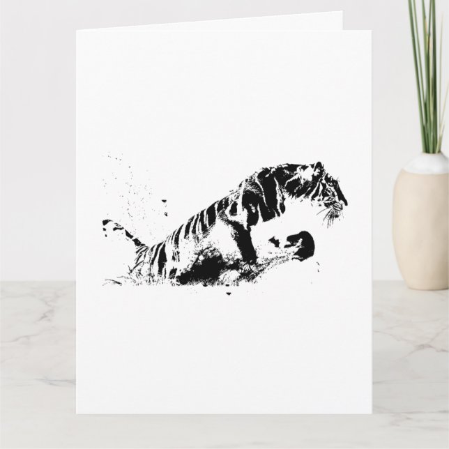 Cartão De Agradecimento Atacando Tigre (Frente)