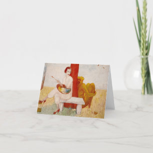 Cartão De Agradecimento Autorretrato com Paleta, Pintor e Faun, 1915