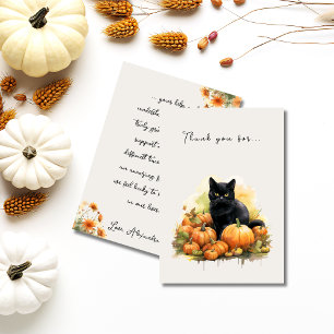 Cartão De Agradecimento Autumn Black Cat & Pumpkins