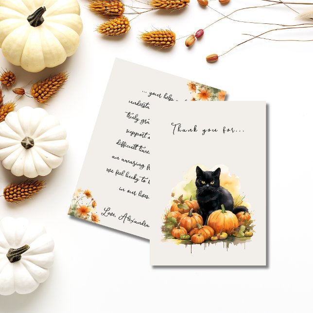 Cartão De Agradecimento Autumn Black Cat & Pumpkins (Autumn Black Cat & Pumpkins Thank You Card)