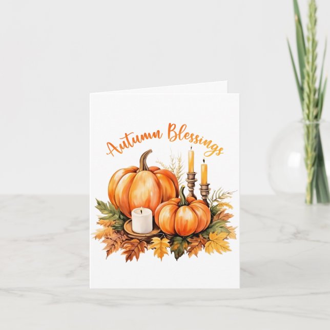 Cartão De Agradecimento Autumn Blessings – Cozy Thanksgiving (Frente)