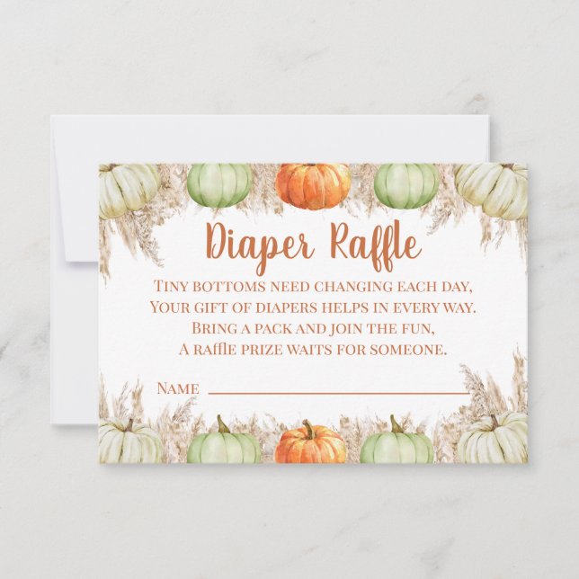 Cartão De Agradecimento Autumn Boho Pampas Grass Diaper Raffle Card (Frente)