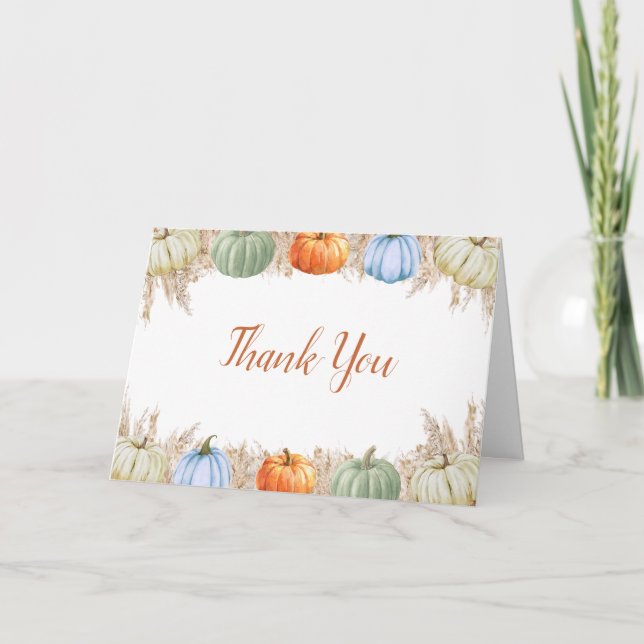 Cartão De Agradecimento Autumn Boho Pampas Grass Thank You Card | Fall (Frente)