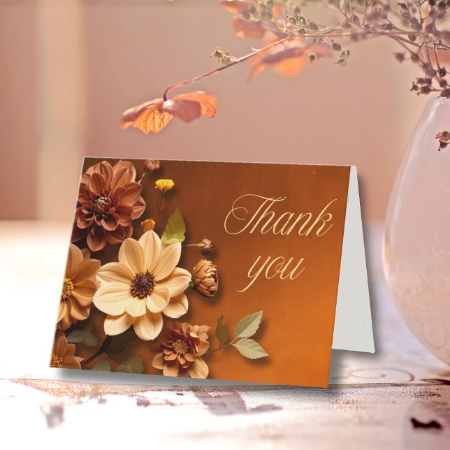 Cartão De Agradecimento Autumn Dahlia Floral Copper Thank You Card (Criador carregado)