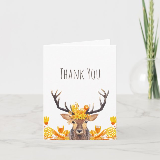 Cartão De Agradecimento Autumn Deer Thank You (Frente)
