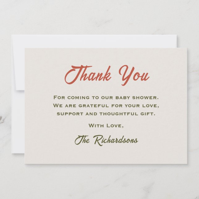 Cartão De Agradecimento Autumn Deixa Um Pequeno Chá de fraldas De Abóbora (Frente)