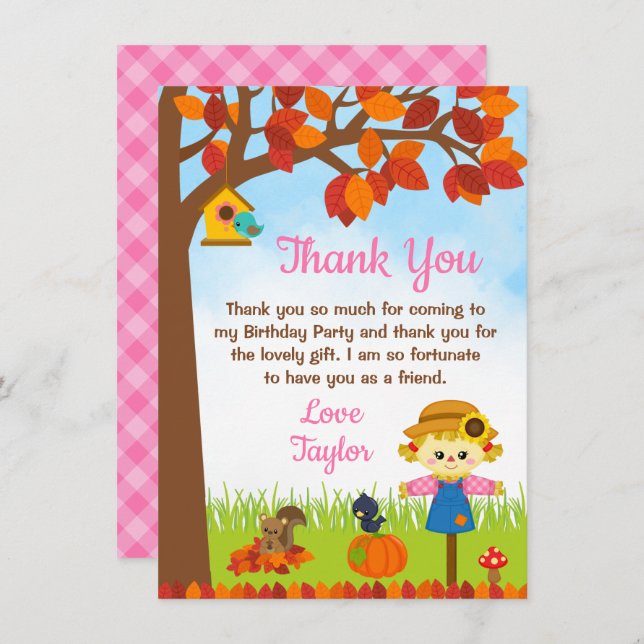 Cartão De Agradecimento Autumn Fall Girl Sassustador Aniversário (Frente/Verso)