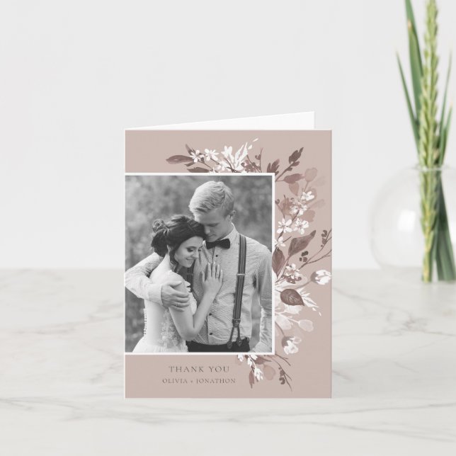 Cartão De Agradecimento Autumn Flora Photo Obrigado (Frente)