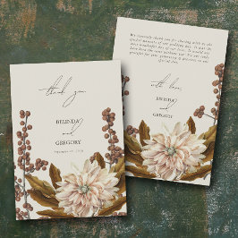 Cartão De Agradecimento Autumn Floral Terthy Tones Watercolor Casamento ou