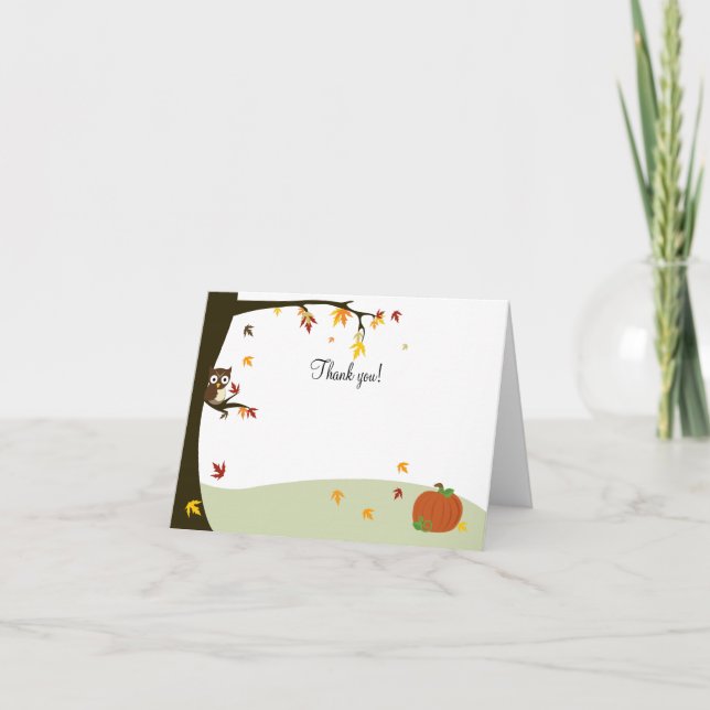 Cartão De Agradecimento Autumn Halloween Owl Thank you Note (Frente)