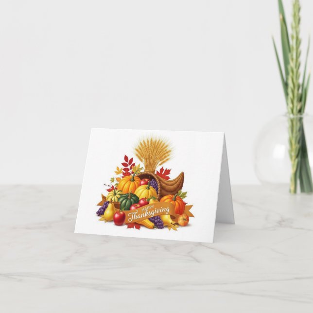Cartão De Agradecimento Autumn Harvest Blessings — Thanksgiving Card (Frente)