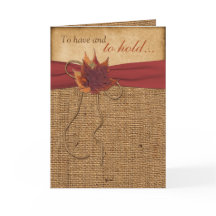 Autumn Leaves, FAUX Burlap Foled Wedding Card