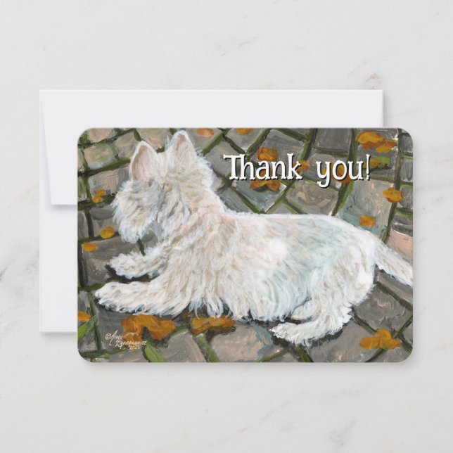 Cartão De Agradecimento Autumn Leaves Westie no Pacio (Frente)