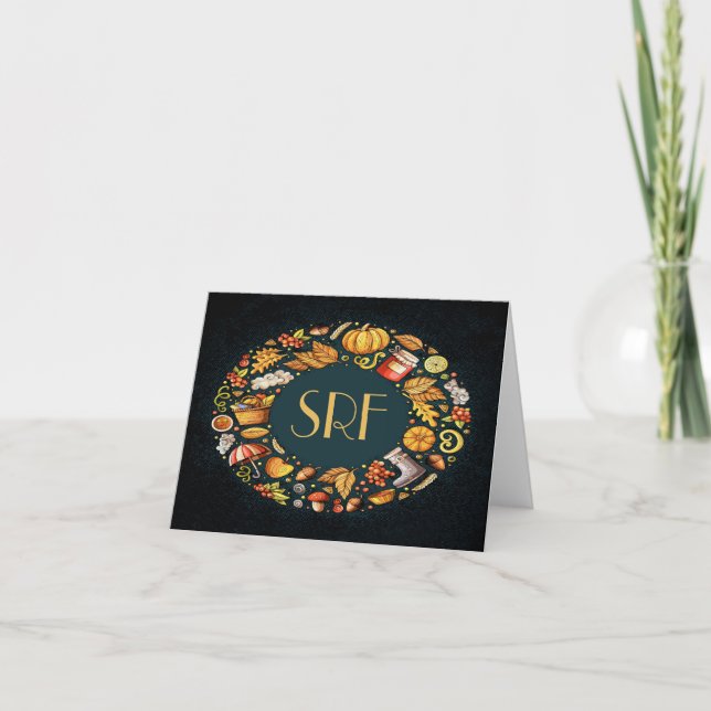 Cartão De Agradecimento Autumn Notecard Stationery (Frente)