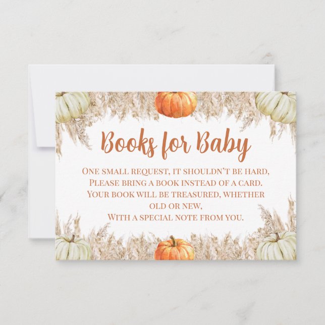 Cartão De Agradecimento Autumn Pampas Grass Books for Baby Insert (Frente)