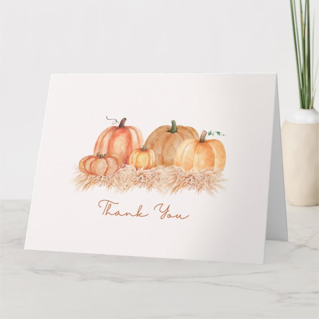 Cartão De Agradecimento Autumn Pampas Grass Thank You Card | Neutral Boho (Frente)